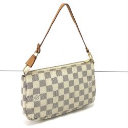 $$ LOUIS VUITTON ルイヴィトン ハンドバッグ ダミエ・アズール ポシェットアクセソワール N41207 ホワイト Bランク