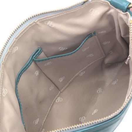  decobranche ショルダーバッグ レザー 花柄 グリーン×ブルー