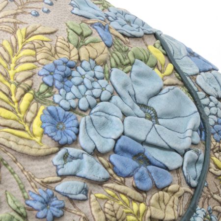  decobranche ショルダーバッグ レザー 花柄 グリーン×ブルー