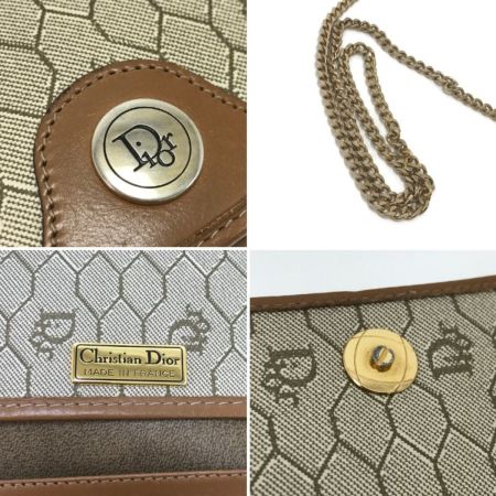  Christian Dior クリスチャンディオール ショルダーバッグ ハニカム柄チェーンショルダー ブラウン