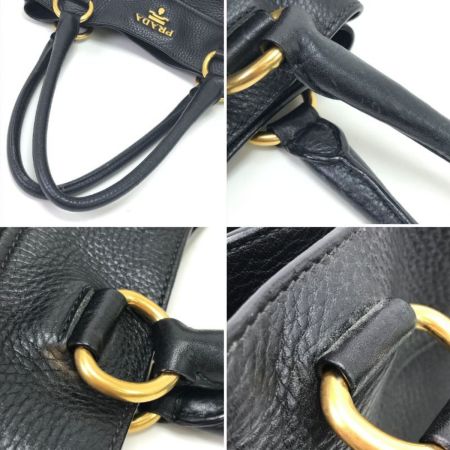  PRADA プラダ ハンドバッグ レザー チャーム,ストラップ欠品 ブラック