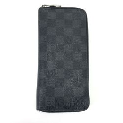 $$ LOUIS VUITTON ルイヴィトン 長財布 ダミエ・グラフィット ジッピーウォレットヴェルティカル N63095 グレー Cランク