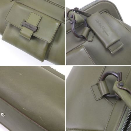  Ferragamo フェラガモ ハンドバッグ ポケット付トート AU-21 モスグリーン