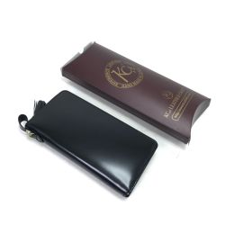 $$ KCs 長財布 ラウンドファスナー財布 コードバン レザー KRW008C ブラック Aランク