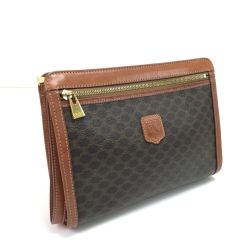 $$ CELINE セリーヌ クラッチバッグ マカダム柄 ブラウン Dランク