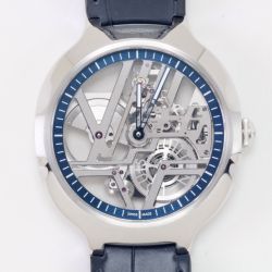 $$ LOUIS VUITTON ルイヴィトン ヴォヤジャースケルトン レザー プラチナ製 リミテッドエディション150本限定/LV60 Aランク
