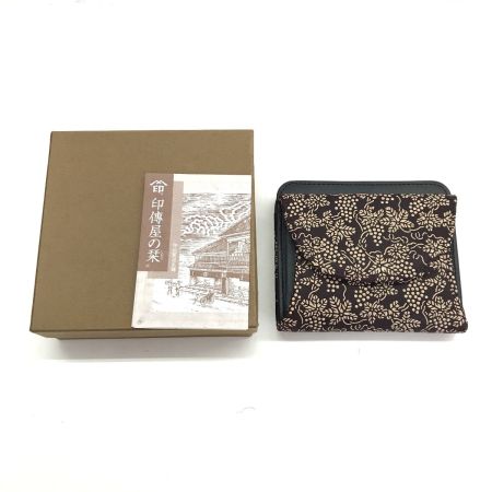  INDEN-YA Co.,Ltd. 印傳屋 2つ折り財布 ブドウ柄 ブラック×ブラウン