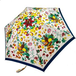manipuri マニプリ 晴雨兼用折りたたみ傘 フルーツ柄 ライトピンク＊ネイビー Bランク