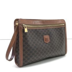 $$ CELINE セリーヌ セカンドバッグ マカダム柄 ブラウン Cランク