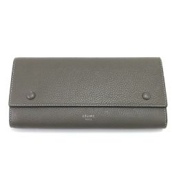 $$ CELINE セリーヌ 長財布 ラージフラップマルチファンクション グレー×イエロー Bランク