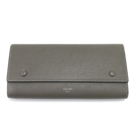 CELINE セリーヌ 長財布 ラージフラップマルチファンクション グレー×イエロー