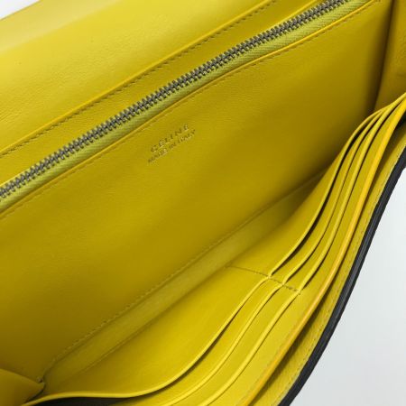  CELINE セリーヌ 長財布 ラージフラップマルチファンクション グレー×イエロー