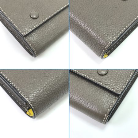  CELINE セリーヌ 長財布 ラージフラップマルチファンクション グレー×イエロー