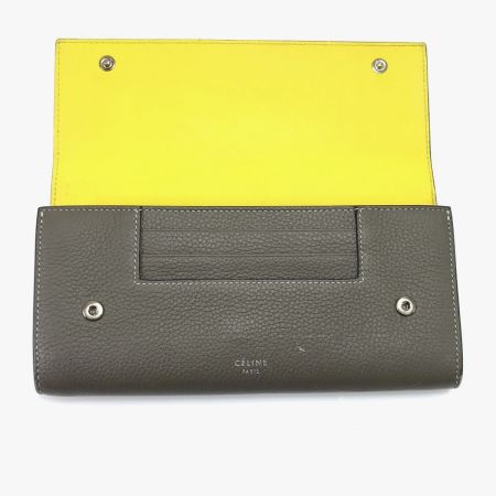  CELINE セリーヌ 長財布 ラージフラップマルチファンクション グレー×イエロー