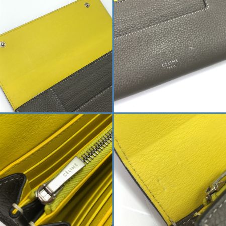  CELINE セリーヌ 長財布 ラージフラップマルチファンクション グレー×イエロー