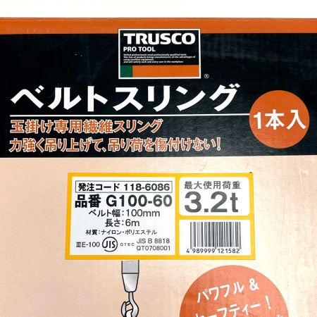  TRUSCO トラスコ ベルトスリング JIS3等級 両端アイ形 100mm×6.0m G100-60