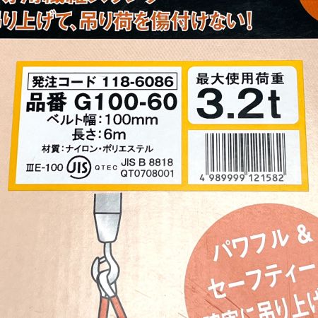  TRUSCO トラスコ ベルトスリング JIS3等級 両端アイ形 100mm×6.0m G100-60
