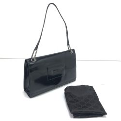 $$ GUCCI グッチ ハンドバッグ Gスクエアパテントレザー 内部少し劣化 011-2023-3033 ブラック Cランク