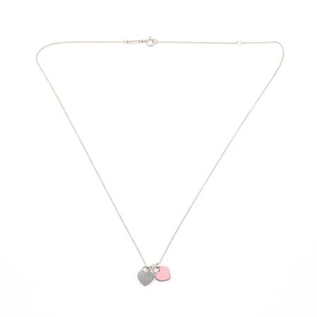  Tiffany & Co. ティファニー ネックレス SILVER925 リターントゥティファニー ダブルハート ピンク/ダイヤ シルバー×ピンク
