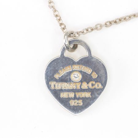  Tiffany & Co. ティファニー ネックレス SILVER925 リターントゥティファニー ダブルハート ピンク/ダイヤ シルバー×ピンク