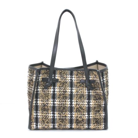  GIANNI CHIARINI トートバッグ ツイードバッグ ブラック×ベージュ