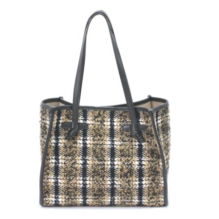  GIANNI CHIARINI トートバッグ ツイードバッグ ブラック×ベージュ