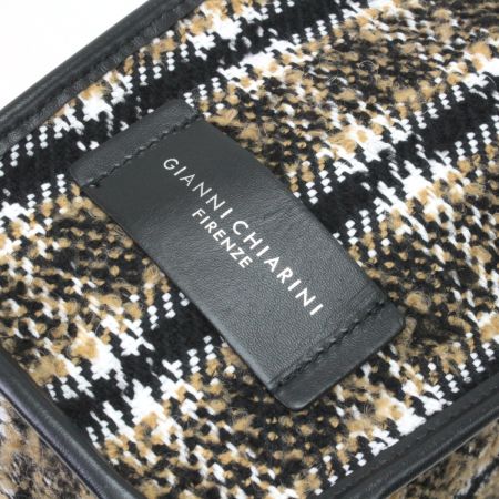  GIANNI CHIARINI トートバッグ ツイードバッグ ブラック×ベージュ