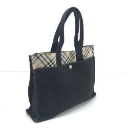 $$ BURBERRY BLUE LABEL バーバリーブルーレーベル ハンドバッグ 色褪せ有 ベージュ×ブラック Cランク