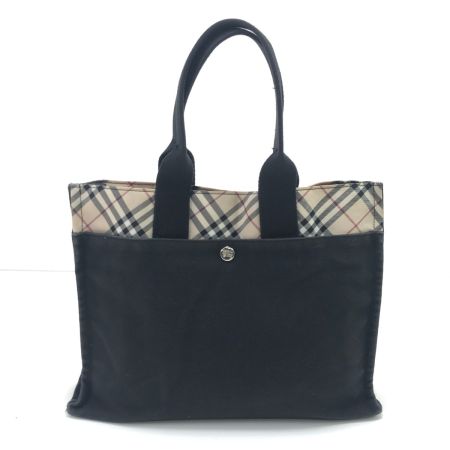  BURBERRY BLUE LABEL バーバリーブルーレーベル ハンドバッグ 色褪せ有 ベージュ×ブラック
