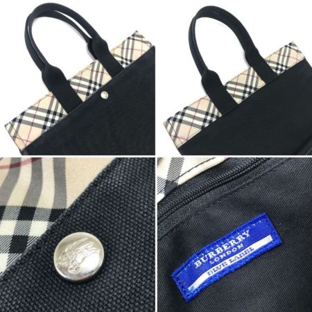  BURBERRY BLUE LABEL バーバリーブルーレーベル ハンドバッグ 色褪せ有 ベージュ×ブラック