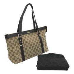 $$ GUCCI グッチ トートバッグ GG 141470 ブラウン×ベージュ Bランク