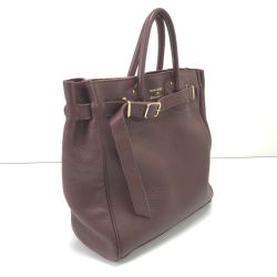 YOUNG&OLSEN ハンドバッグ 金色バックルベルトモチーフ ブラウン Bランク