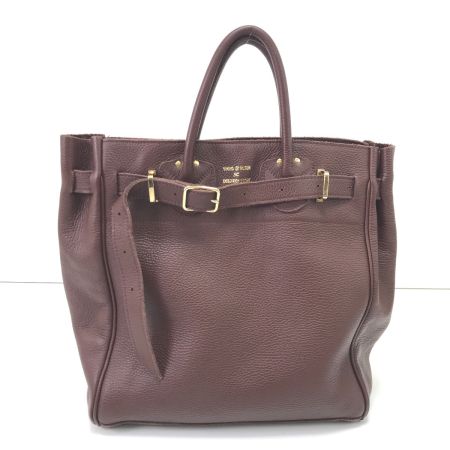YOUNG&OLSEN ハンドバッグ 金色バックルベルトモチーフ ブラウン