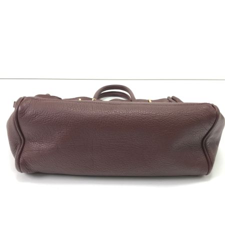 YOUNG&OLSEN ハンドバッグ 金色バックルベルトモチーフ ブラウン