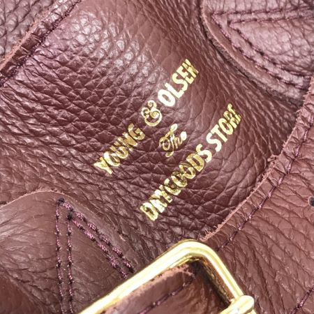 YOUNG&OLSEN ハンドバッグ 金色バックルベルトモチーフ ブラウン