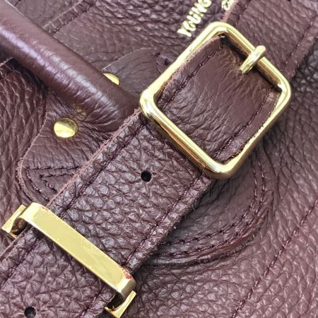 YOUNG&OLSEN ハンドバッグ 金色バックルベルトモチーフ ブラウン