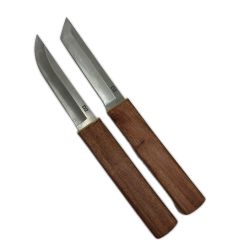 短刀小刀 2本セット D2 刃渡り12.5cm 木製ハンドル アウトドアナイフ  Bランク