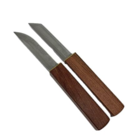 短刀小刀 2本セット D2 刃渡り12.5cm 木製ハンドル アウトドアナイフ 