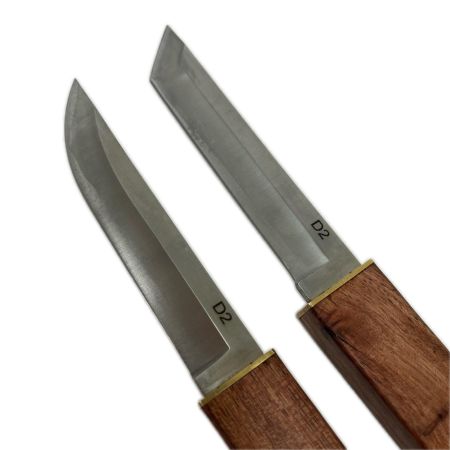 短刀小刀 2本セット D2 刃渡り12.5cm 木製ハンドル アウトドアナイフ 