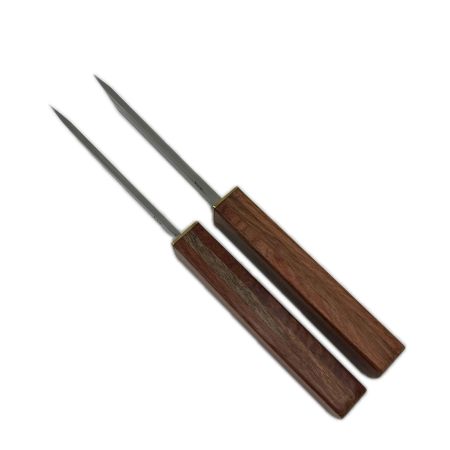 短刀小刀 2本セット D2 刃渡り12.5cm 木製ハンドル アウトドアナイフ 