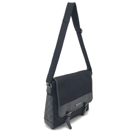 BURBERRY BLACK LABEL バーバリーブラックレーベル メッセンジャーバッグ キャンバス×レザー ブラック