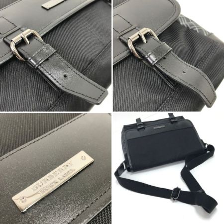 BURBERRY BLACK LABEL バーバリーブラックレーベル メッセンジャーバッグ キャンバス×レザー ブラック