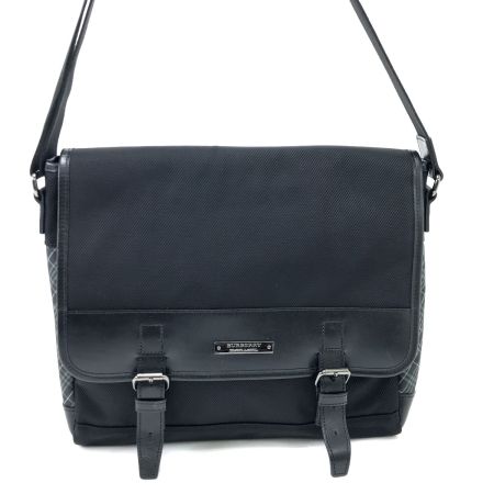 BURBERRY BLACK LABEL バーバリーブラックレーベル メッセンジャーバッグ キャンバス×レザー ブラック