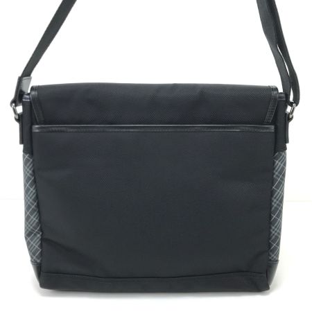 BURBERRY BLACK LABEL バーバリーブラックレーベル メッセンジャーバッグ キャンバス×レザー ブラック