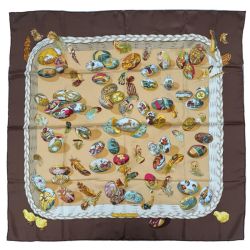 HERMES エルメス カレ 90 シルクスカーフ ブラウン Bランク