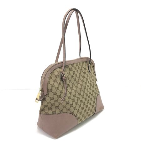 GUCCI グッチ トートバッグ 正面左ハンドル根元ちぎれ有 323673 ベージュ×ピンク