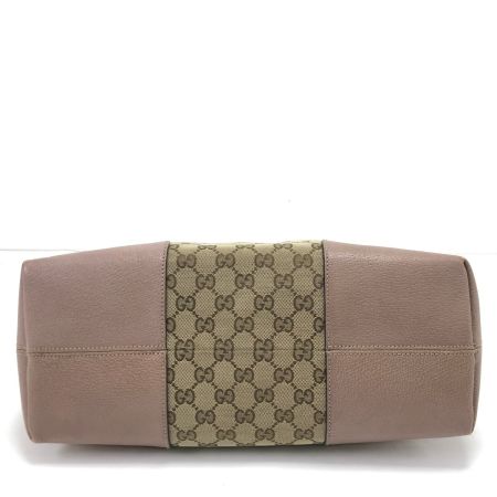 GUCCI グッチ トートバッグ 正面左ハンドル根元ちぎれ有 323673 ベージュ×ピンク