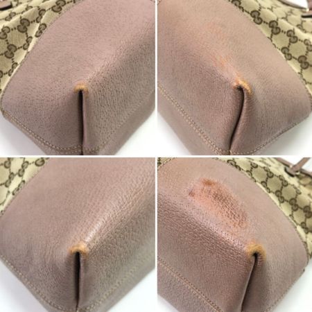 GUCCI グッチ トートバッグ 正面左ハンドル根元ちぎれ有 323673 ベージュ×ピンク