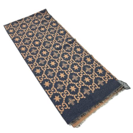GUCCI グッチ ビー＆スター GGジャカード マフラー ブラック×ブラウン