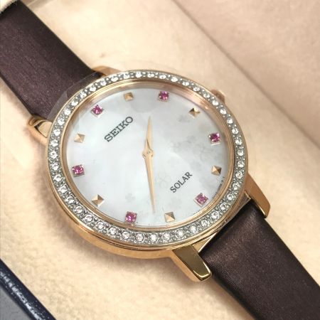 SEIKO セイコー 腕時計 ソーラー充電 スワロフスキー V115-0DC0